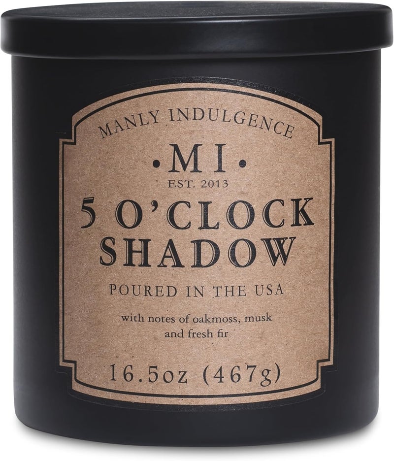 Manly Indulgence 5 O'Clock Shadow Jar Candle 16.5 oz - Oakmoss & Zesty Citrus Hints - Musk & Fresh Fir - Up to 60 Hours Burn - Soy Blend Wax, USA Poured - Image 1