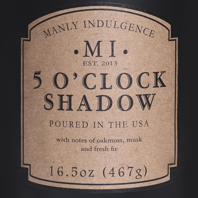 Manly Indulgence 5 O'Clock Shadow Jar Candle 16.5 oz - Oakmoss & Zesty Citrus Hints - Musk & Fresh Fir - Up to 60 Hours Burn - Soy Blend Wax, USA Poured - Image 5