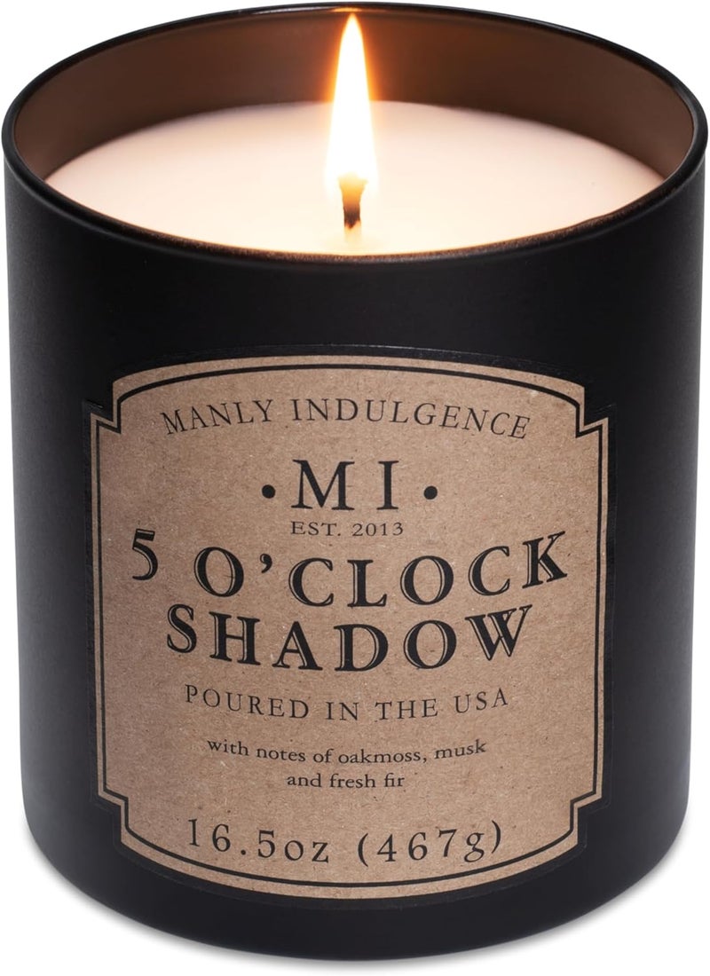 Manly Indulgence 5 O'Clock Shadow Jar Candle 16.5 oz - Oakmoss & Zesty Citrus Hints - Musk & Fresh Fir - Up to 60 Hours Burn - Soy Blend Wax, USA Poured - Image 3