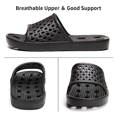 Xomiboe Shower Shoes Women Non Slip Men Shower Slippers With Holes College Dorm Room Essentials for Girls Boys Kids Sandals Hospital Wide Swimming Water Shoe (Black,EU40-41) - Image 5