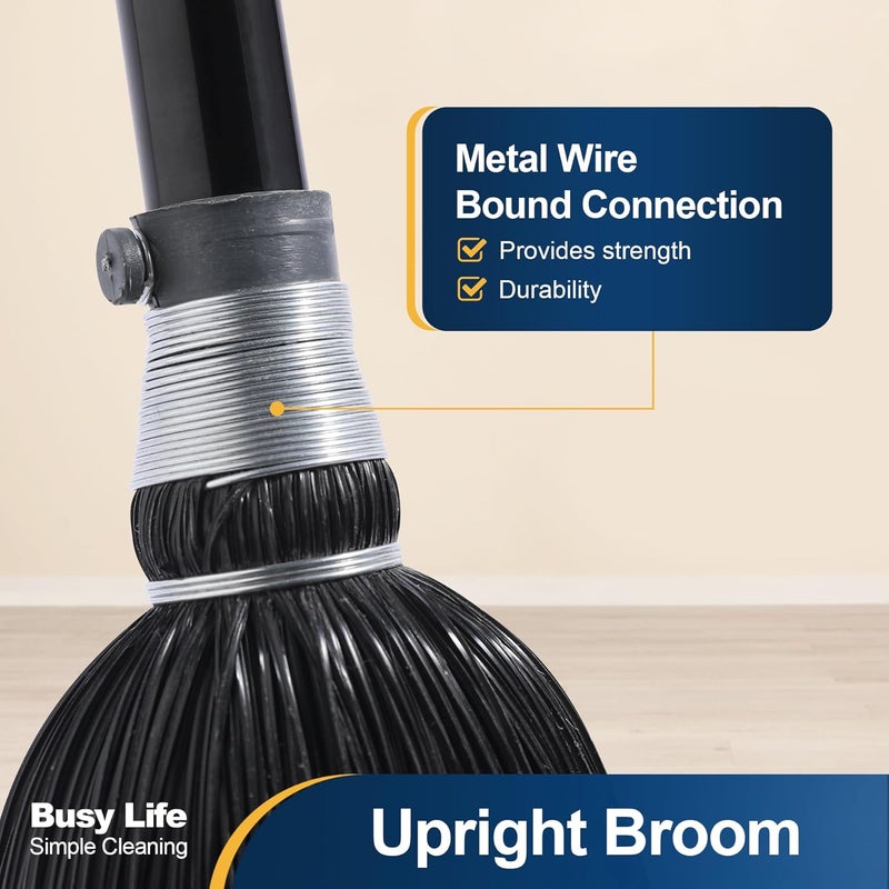 YOCADA Broom Commercial Indoor Outdoor Broom 55.5 inch Tall for Courtyard Garage Lobby Mall Market Floor Home Office Leaves Stone Dust Rubbishb Black - Image 3
