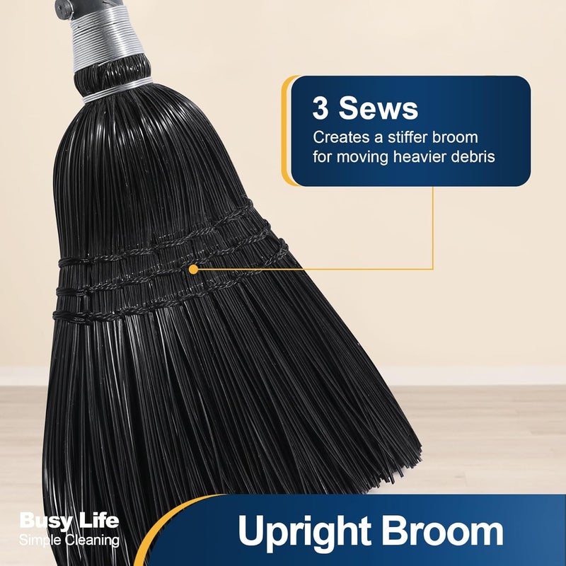 YOCADA Broom Commercial Indoor Outdoor Broom 55.5 inch Tall for Courtyard Garage Lobby Mall Market Floor Home Office Leaves Stone Dust Rubbishb Black - Image 1