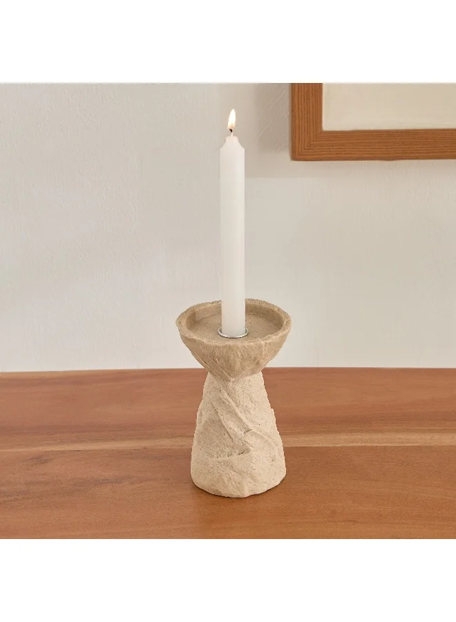 Home Box Whyton Travetine Candleholder - 10x10x15 cm