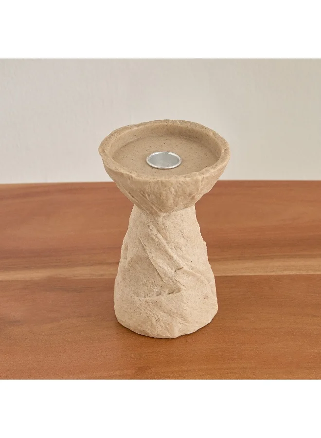 Home Box Whyton Travetine Candleholder - 10x10x15 cm