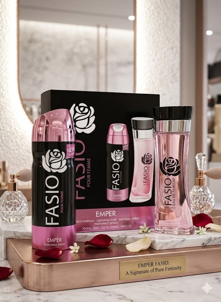 امبر طقم عطر فـاسـيـو بـور فـيـم مـن إمـبـر (قطعتين) - عطر إي دي بارفيوم 100 مل + بخاخ معطر للجسم 200 مل | لأناقة أنثوية تدوم طويلاً - Image 2