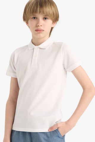 White Boy Boy Polo Neck Basic Pique T-Shirt Casual