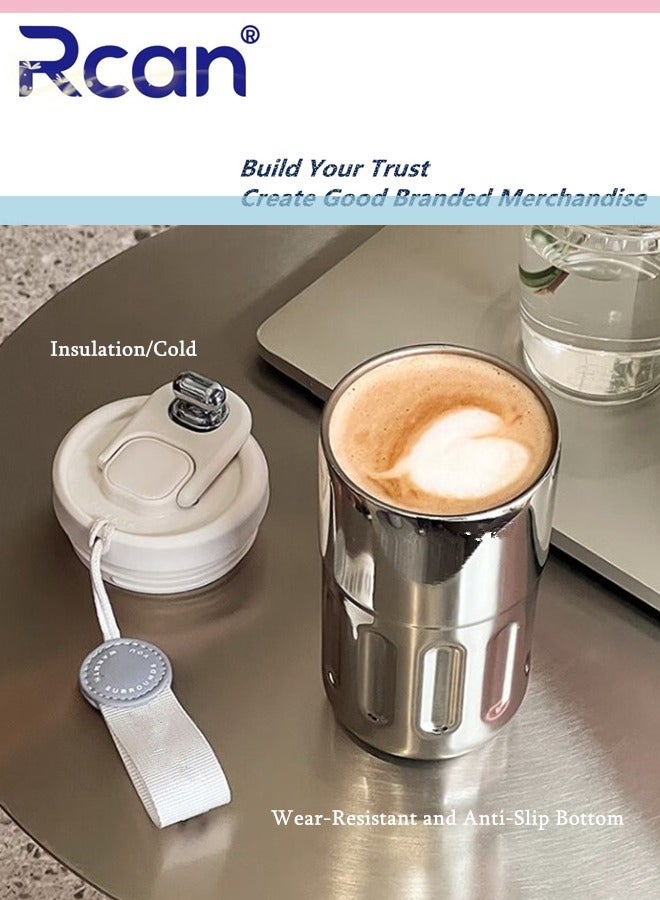 Rcan Stainless Steel Insulated Tumbler, Smart Temperature Controlled Coffee Cup, Vacuum Flask with Handle, Double Wall Travel Coffee Mug, Adult Travel Coffee Cup, Portable Travel Cup 410ML/14oz - Image 5