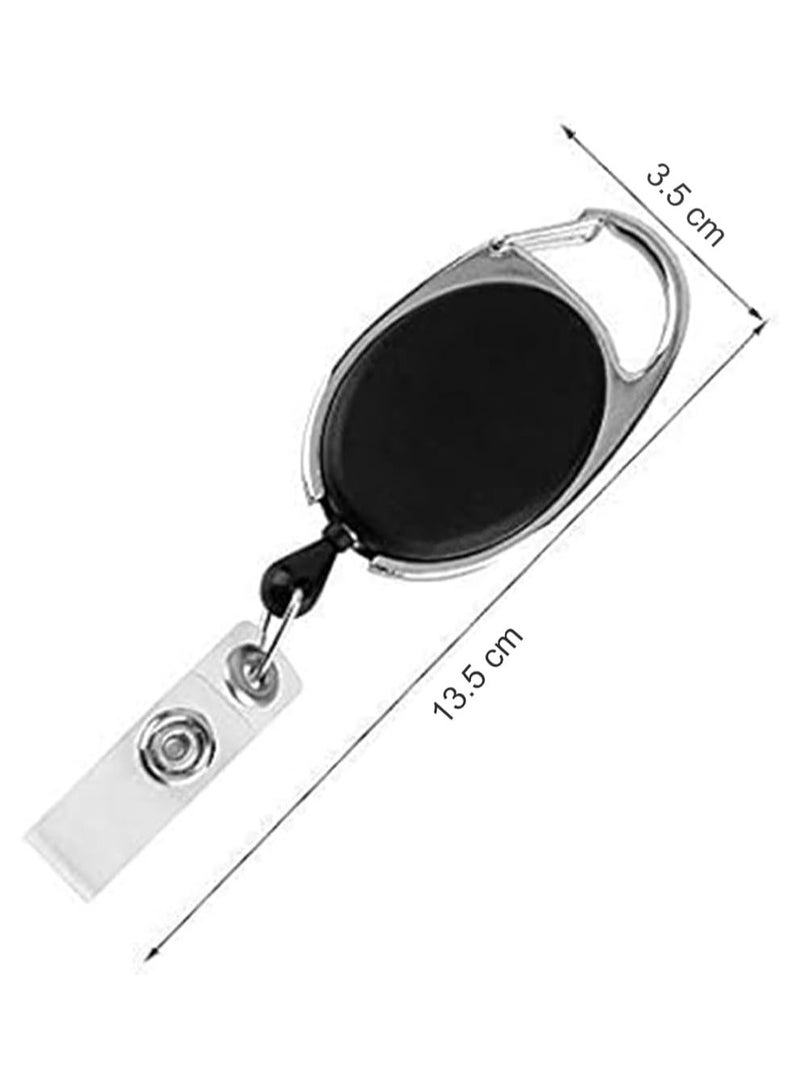 مارك [عبوة من 100] حامل بطاقة تعريف قابل للسحب باللون الأسود مع مشبك بكرة – حامل بطاقة متين للعمل، المكتب، المدرسة، وإكسسوارات المفاتيح. - Image 3