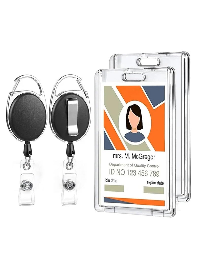 مارك [عبوة من 100] حامل بطاقة تعريف قابل للسحب باللون الأسود مع مشبك بكرة – حامل بطاقة متين للعمل، المكتب، المدرسة، وإكسسوارات المفاتيح. - Image 5