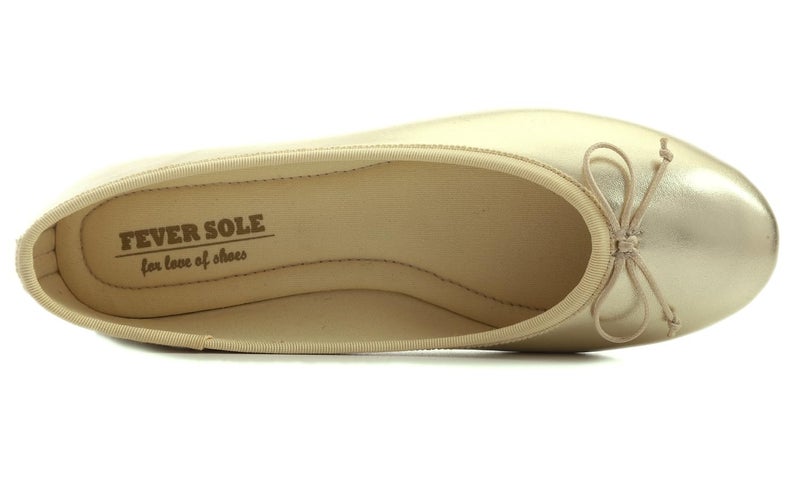FEVERSOLE Women's Macaroon Colorful Memory Foam Cushion Insock Patent Ballet Flat Gold Size 8.5 M US - Image 4