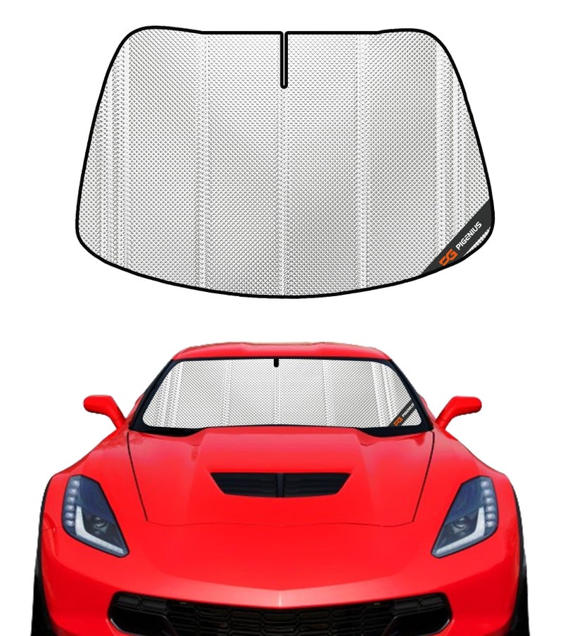 Pigenius Windshield Sun Shade for Chevrolet Corvette C7 20142019 Full Coverage Rearview Mirror Shade for Ultimate Protection