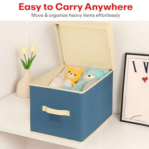 Prime Pick Jumbo Garment Storage Box Extra Large Foldable Cloth Organizer Zipper Lid Transparent Window Breathable Fabric Wardrobe Almirah Storage Container for Sarees Blankets Clothes Blue - Image 2