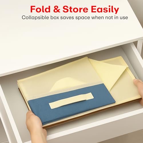 Prime Pick Jumbo Garment Storage Box Extra Large Foldable Cloth Organizer Zipper Lid Transparent Window Breathable Fabric Wardrobe Almirah Storage Container for Sarees Blankets Clothes Blue - Image 3