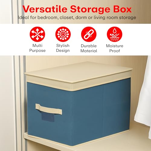 Prime Pick Jumbo Garment Storage Box Extra Large Foldable Cloth Organizer Zipper Lid Transparent Window Breathable Fabric Wardrobe Almirah Storage Container for Sarees Blankets Clothes Blue - Image 4