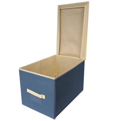 Prime Pick Jumbo Garment Storage Box Extra Large Foldable Cloth Organizer Zipper Lid Transparent Window Breathable Fabric Wardrobe Almirah Storage Container for Sarees Blankets Clothes Blue - Image 1