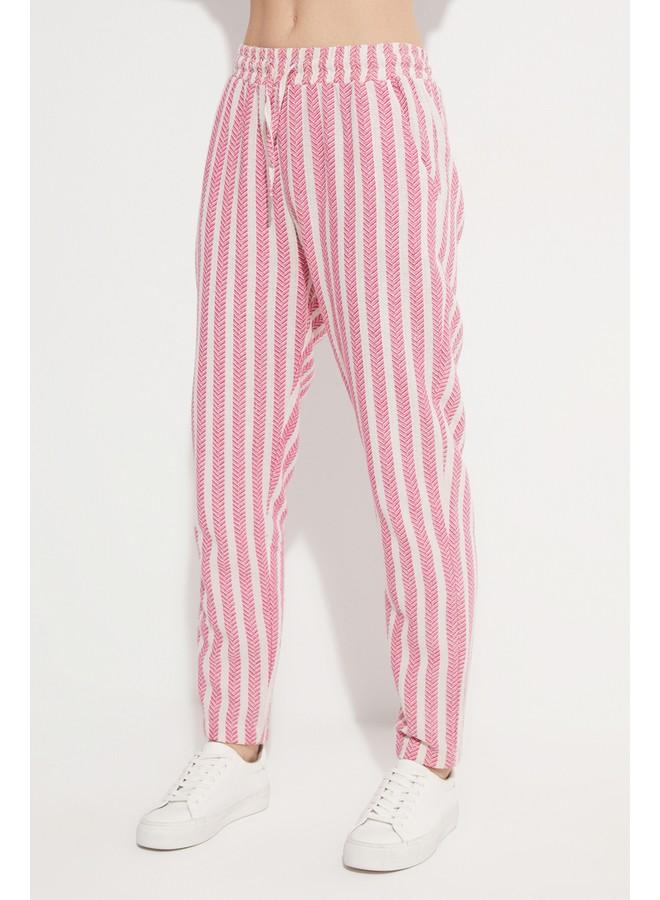 جون بنطلون مخطط بخصر مطاطي - وردي - Image 4