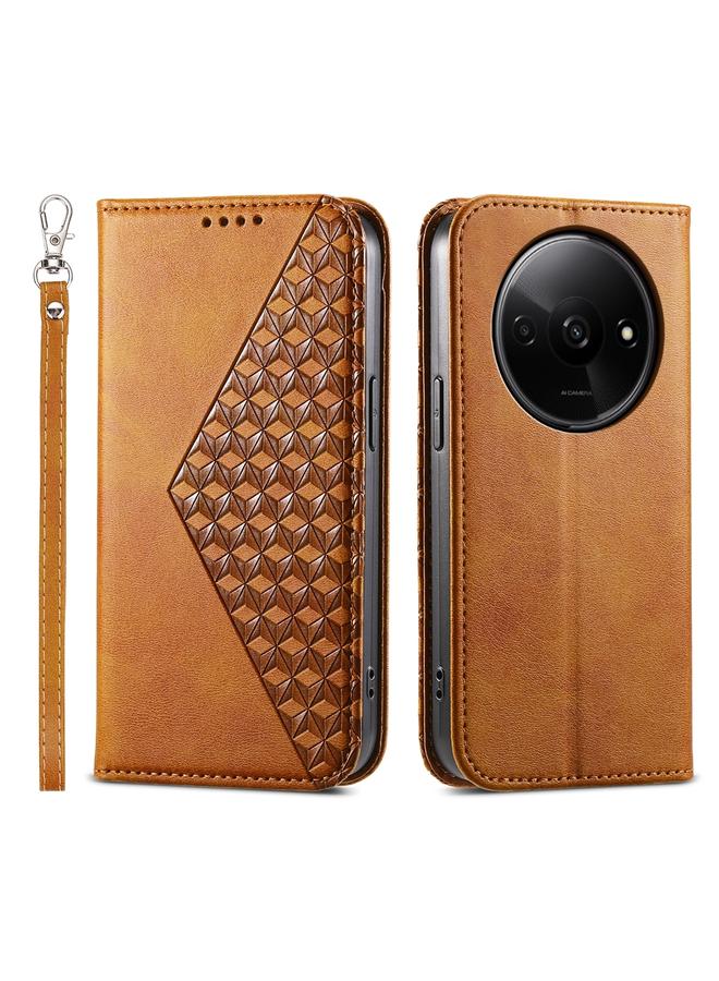 Case For Xiaomi Redmi A3 Cubic Grid Calf Texture Magnetic Leather Phone Case