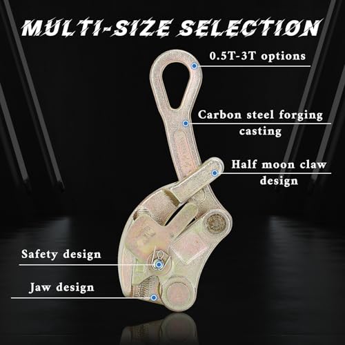 LONGADS 1T Cable Puller Grip,0.5/1/2/3T Wire Rope Pulling Clamp,Multifunctional Pulling Tightening Tool with Swing Latch (2.5-16mm/ 1/10"-4/5"),2204lbs Wire Drawing Tool Cable Clamp - Image 3