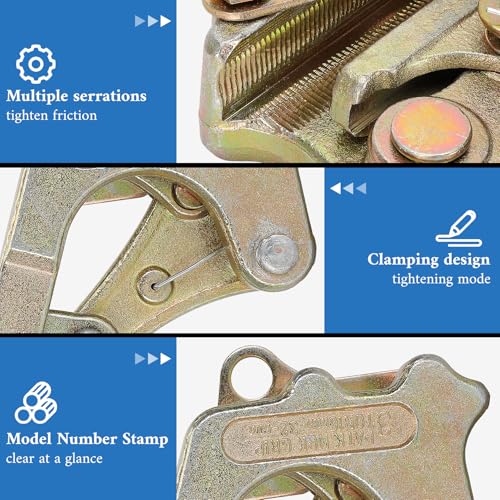 LONGADS 1T Cable Puller Grip,0.5/1/2/3T Wire Rope Pulling Clamp,Multifunctional Pulling Tightening Tool with Swing Latch (2.5-16mm/ 1/10"-4/5"),2204lbs Wire Drawing Tool Cable Clamp - Image 4