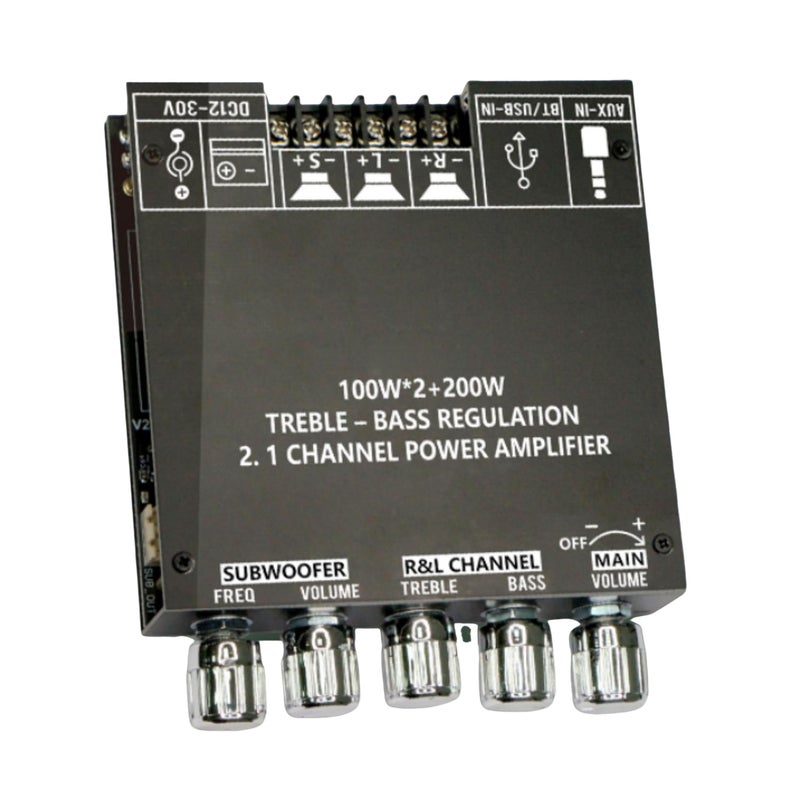 ZK-ST21 2.1 Channel Bluetooth Amplifier Board DC12-30V 10A Bluetooth Digital Amplifier Board 2.1 Channel 100W+100W+200W Subwoofer Power Audio Stereo Bass TPA3221 Chip - Image 1