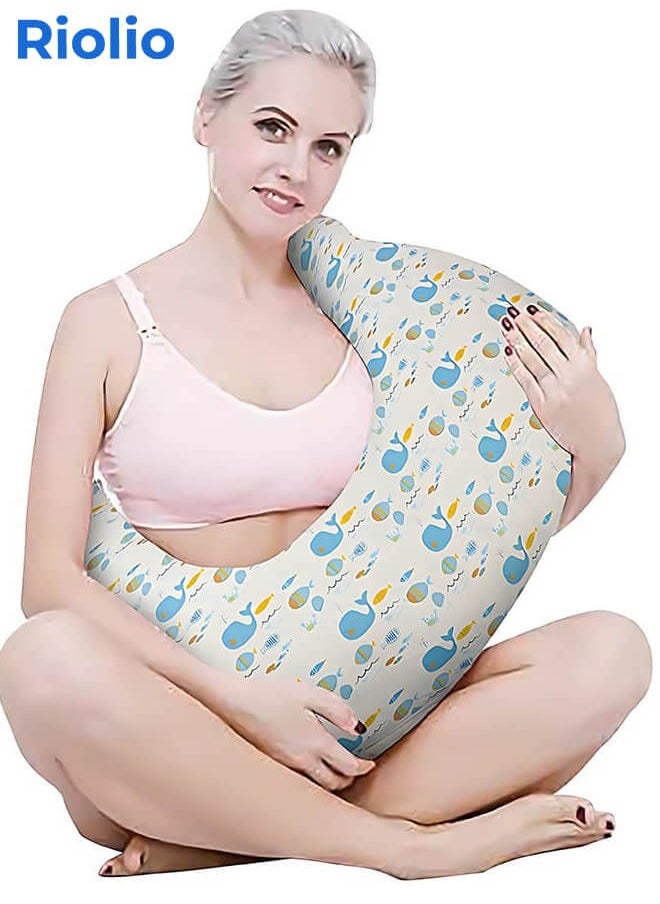 Riolio Nursing Pillow Large Breastfeeding Pillow, Mom Feeding Pillow with Baby Support Cushion Ergonomic Baby Feeding Pillow Positioner with Adjustable Waist Strap Removable Cotton Cover Newborn  - Image 2