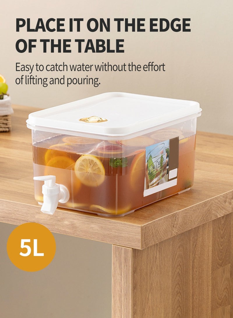 Cold Kettle with Faucet, Beverage Dispenser with Spigot, 5L Plastic Drink Dispenser, Fridge Water Dispenser for Making Teas and Juices, Food-Grade Camping Water Storage Carrier Jug - Image 2