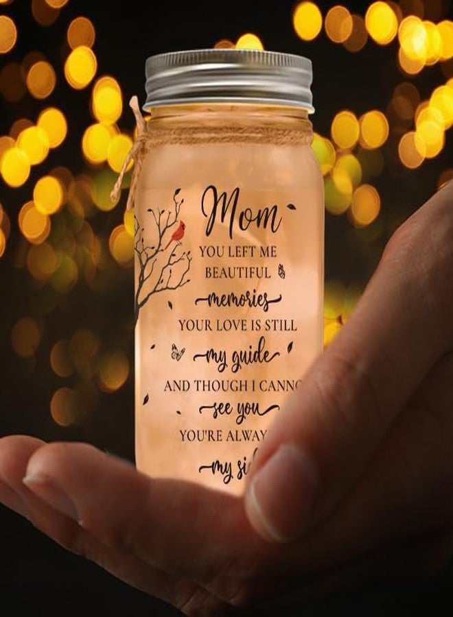 2IMT Memorial Gifts for Loss of Mom, Bereavement Gifts for Loss of Mother, Red Cardinal in Remembrance of Mom, Memory Gift Mother Passing in Loving Memory Sympathy Quotes Condolences Mason Jar Light - Image 4