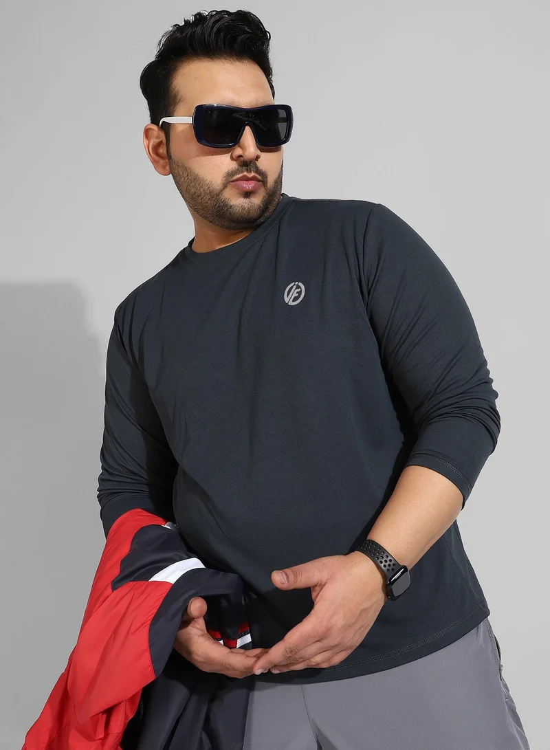 Instafab Plus Men's Solid Black Dri-Fit Long Sleeve Activewear T-Shirt Regular Fit For Casual Wear | Modern Clothing T-Shirt Crafted With Comfort Fit And High-Performance For Everyday Wear