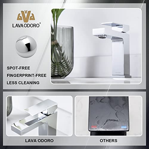 Lava Odoro Chrome Bathroom Faucet, Lava Odoro Single Hole Bathroom Faucet, Single Handle Bathroom Sink Faucet Vanity Faucet with Pop up Drain Assembly, Deck Plate Included, BF307-C - Image 3