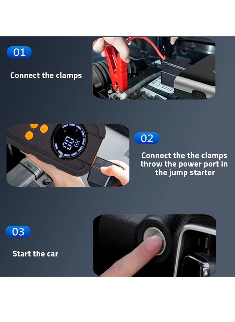 BORTONY Car Battery Jump Starter Portable Charger with LED Light 12V Jump Starter Power Pack Quick Start Battery Pack for Car Motorcycle Bikes  - Image 3