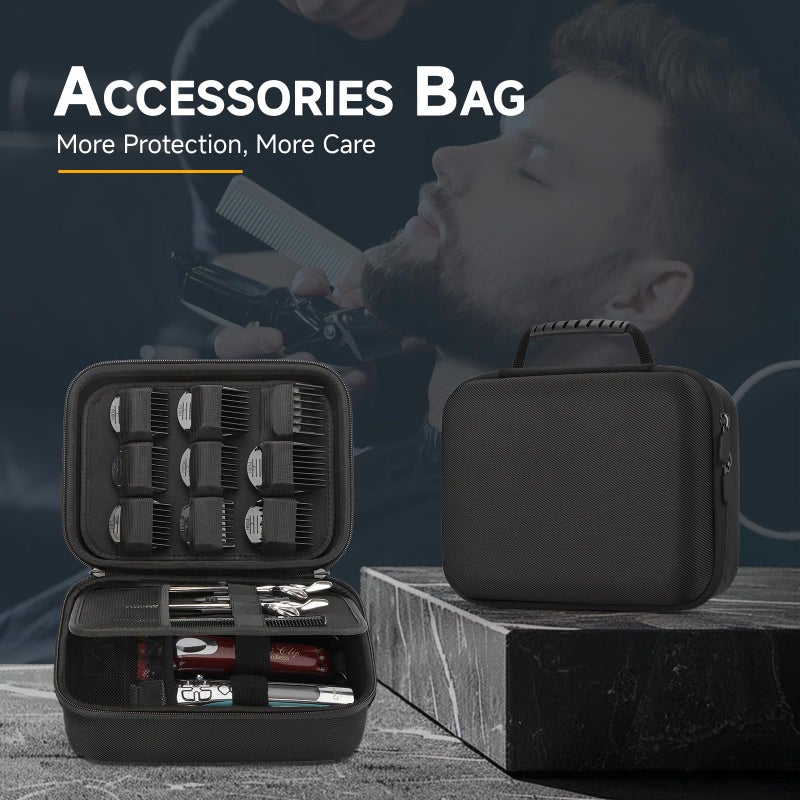 MOSLA Hard Barber Accessories Case for Hair Clippers, Mens Hair Cutting Barber Supplies Holder Organizer Storage Bag for Hair Cutting, Guard Grooming Kit (Nylon Black) - Image 5
