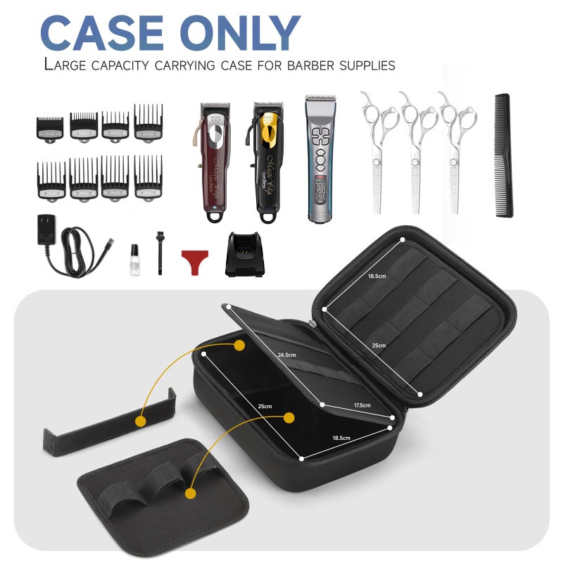 MOSLA Hard Barber Accessories Case for Hair Clippers, Mens Hair Cutting Barber Supplies Holder Organizer Storage Bag for Hair Cutting, Guard Grooming Kit (Nylon Black) - Image 2