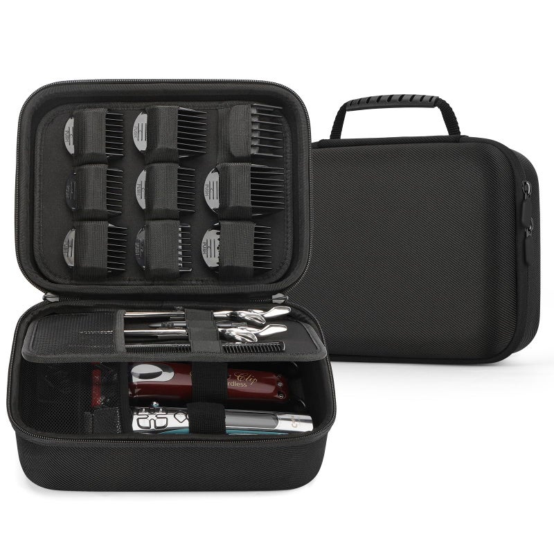 MOSLA Hard Barber Accessories Case for Hair Clippers, Mens Hair Cutting Barber Supplies Holder Organizer Storage Bag for Hair Cutting, Guard Grooming Kit (Nylon Black) - Image 1