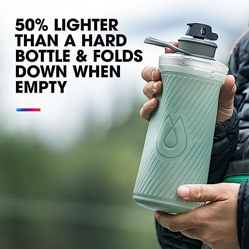 Hydrapak Flux - Collapsible Backpacking Water Bottle (1 Liter) - BPA Free, Ultra Light, Spill-Proof Twist Cap - Sutro Green - Image 4