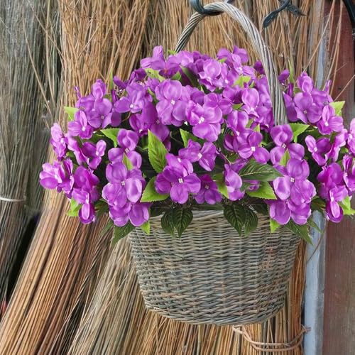 Fox & Fern Artificial Silk Impatiens Flower Bouquet | UV Resistant Plant for Home, Office, Wedding Decor GAAFIM-38PR (Pack of 1) (Purple) - Image 5