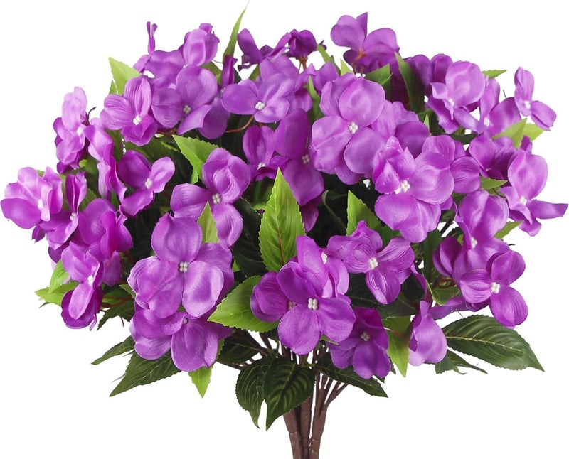 Fox & Fern Artificial Silk Impatiens Flower Bouquet | UV Resistant Plant for Home, Office, Wedding Decor GAAFIM-38PR (Pack of 1) (Purple) - Image 1