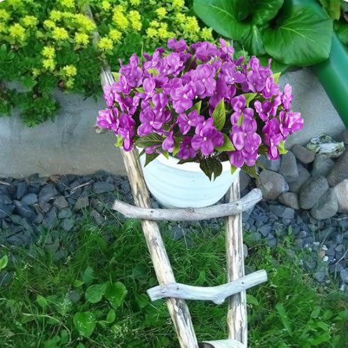 Fox & Fern Artificial Silk Impatiens Flower Bouquet | UV Resistant Plant for Home, Office, Wedding Decor GAAFIM-38PR (Pack of 1) (Purple) - Image 4