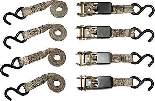 Raider RPS Outdoors SI-2067 Mossy Oak Break-Up Infinity Camo 1" x 8' Ratchet Tie Down Straps (300 lb Safe Working Load / 900 lb Tension Strength), 4 Pack - Image 1
