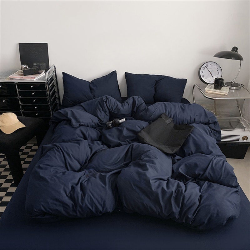 3pcs Solid Color Ultra-Soft Brushed Polyester Duvet Cover Set Includes: One Duvet Cover Suitable for Down Comforters + Two Pillowcases. Filling Not Included. A Bedding Perfect for Home and Bedroom Use - Image 1
