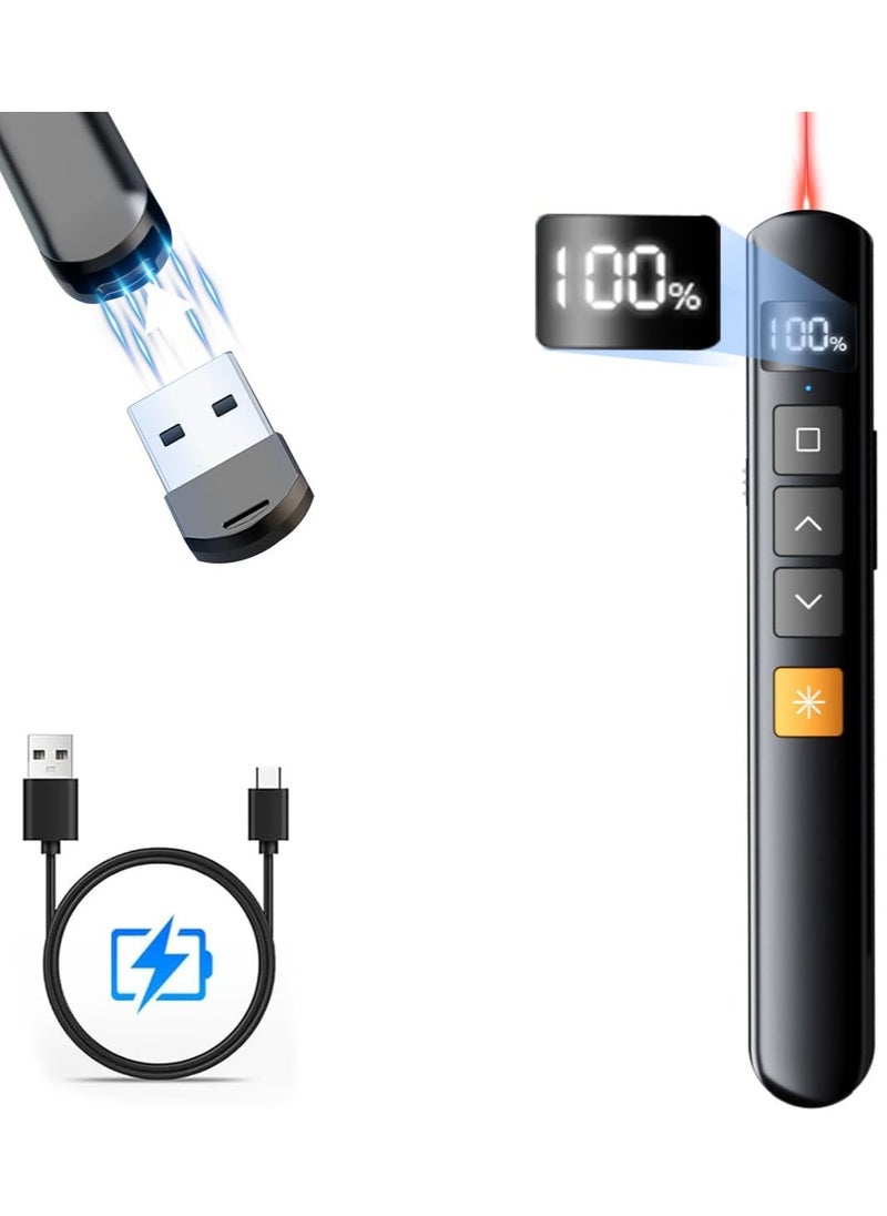 spa luxetique - Presentation Clicker Wireless Presenter 2.4GHz Presentation Remote Control PowerPoint Red Laser Pen with Hyperlink & Volume Control, Slideshow Clicker with Laser Pointer for Mac Laptop Computer Office - Image 1