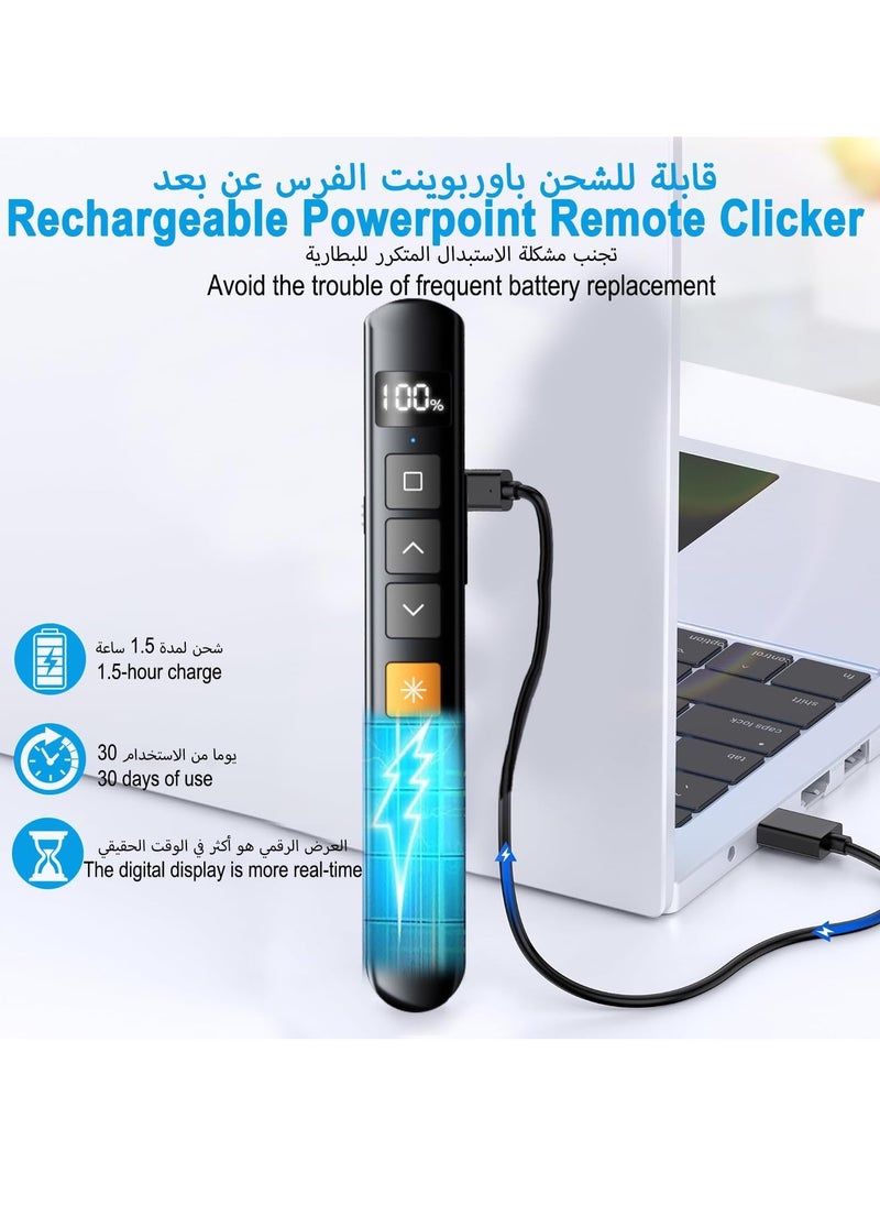spa luxetique - Presentation Clicker Wireless Presenter 2.4GHz Presentation Remote Control PowerPoint Red Laser Pen with Hyperlink & Volume Control, Slideshow Clicker with Laser Pointer for Mac Laptop Computer Office - Image 1