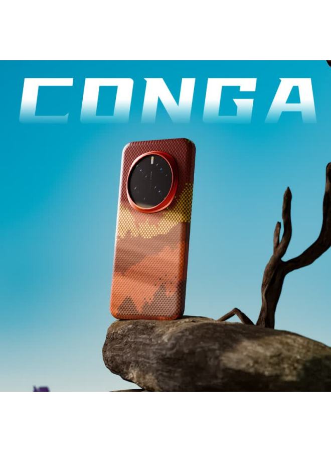 Conga Kevlar Aramid Fiber Protective Case For Honor Magic7, Full Coverage Ultra-thin Hard Shell, Shockproof Heat Dissipation Rainbow Color Magnetic Slim Metal Ring Fire
