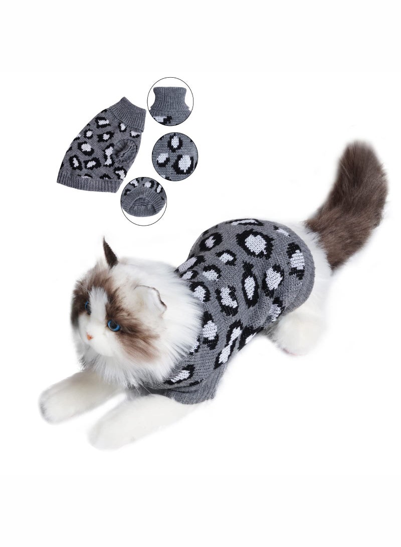 Generic Pet Sweater Cat Winter Warm Sleeveless Sweater Cat or Small Dog Clothes Gray X Small  - Image 1