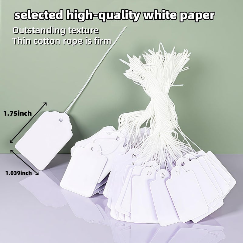 ARTFLY 1000 PCS Pre-Strung Price Tags with String, White Paper Label Tags for Garage Sale Jewelry Clothing Retail, 1.75 x 1.093 Inch - Image 2
