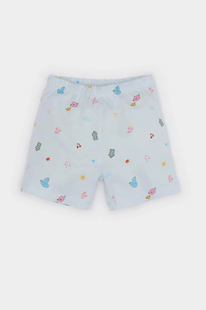 ديفاكتو Baby Girl Cotton Top Shorts 2 Piece Pyjamas Set