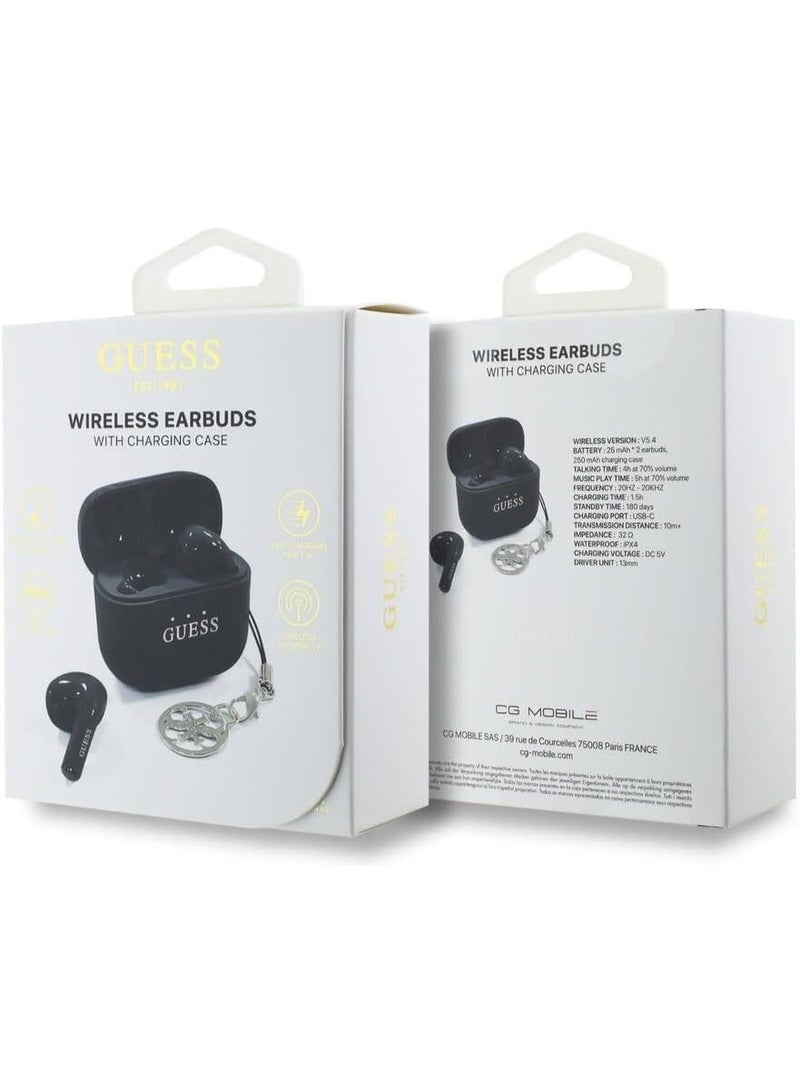 GUESS CG Mobile GUESS CHERM TWS Wireless Earbuds, with a glossy effect and classic logo, 1.5-hour fast charging, Bluetooth version 5.4, 5-hour music playback time, 180-day standby time, IPX4, 13mm driver (Black) - Image 5