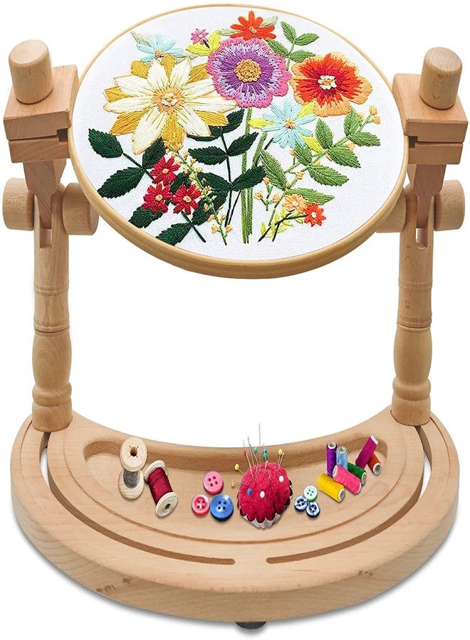 GuoFa Multifunctional Embroidery Hoop Stand, Rotated Adjustable Embroidery Frame Stand Cross Stitch Stand, Beech Wood Embroidery Hoop Holder for Arts Crafts Sewing Needlework - Image 3
