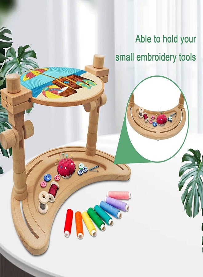 GuoFa Multifunctional Embroidery Hoop Stand, Rotated Adjustable Embroidery Frame Stand Cross Stitch Stand, Beech Wood Embroidery Hoop Holder for Arts Crafts Sewing Needlework - Image 5