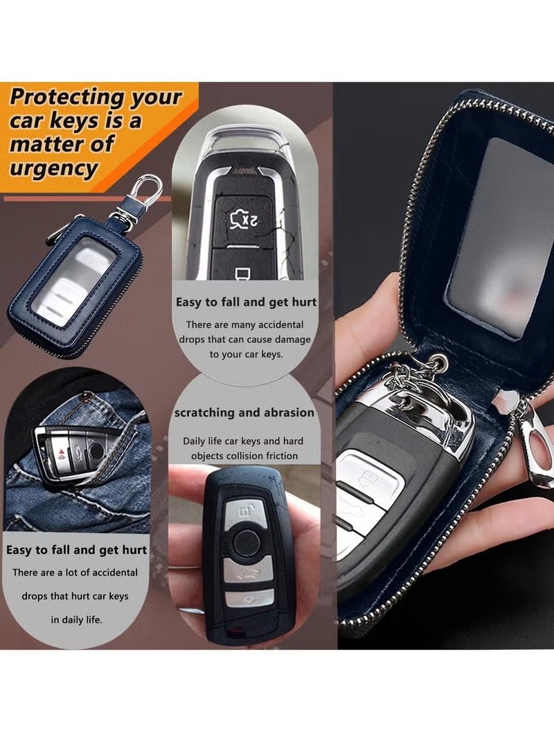 Generic 1 pcs Premium Car Key Fob Case Genuine Leather Car Smart Key fob Holder Car Remote Keychain Bag Universal - Image 5