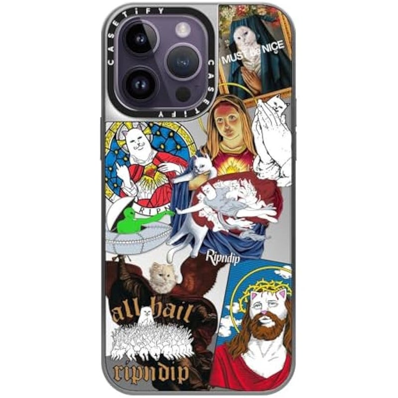 Casetify Mirror Case for iPhone 14 Pro Max 【RipNDip Colab/Reflective / 4.9ft Drop Protection/Compatible with Magsafe】 - RipNDip Sticker Mania - Silver on Silver - Image 2